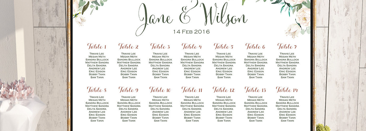 How do you list names on a wedding seating chart?