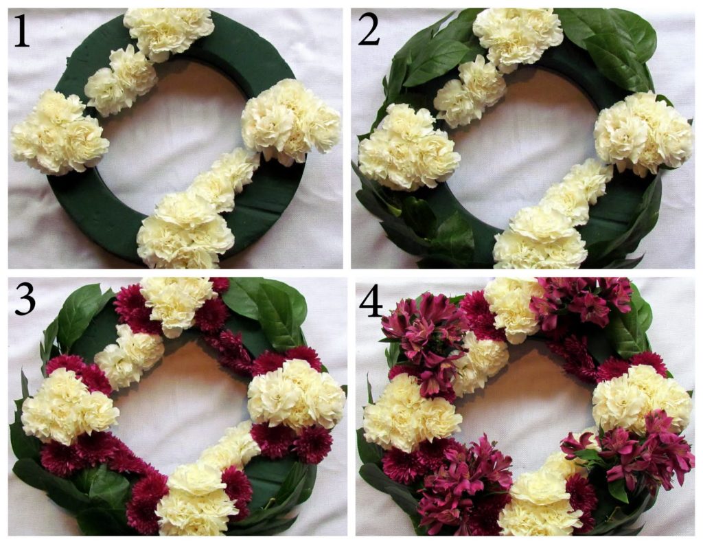 How do you make a fresh flower wreath?