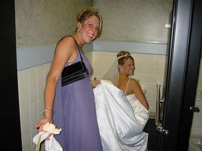 How do you pee in a fitted wedding dress?