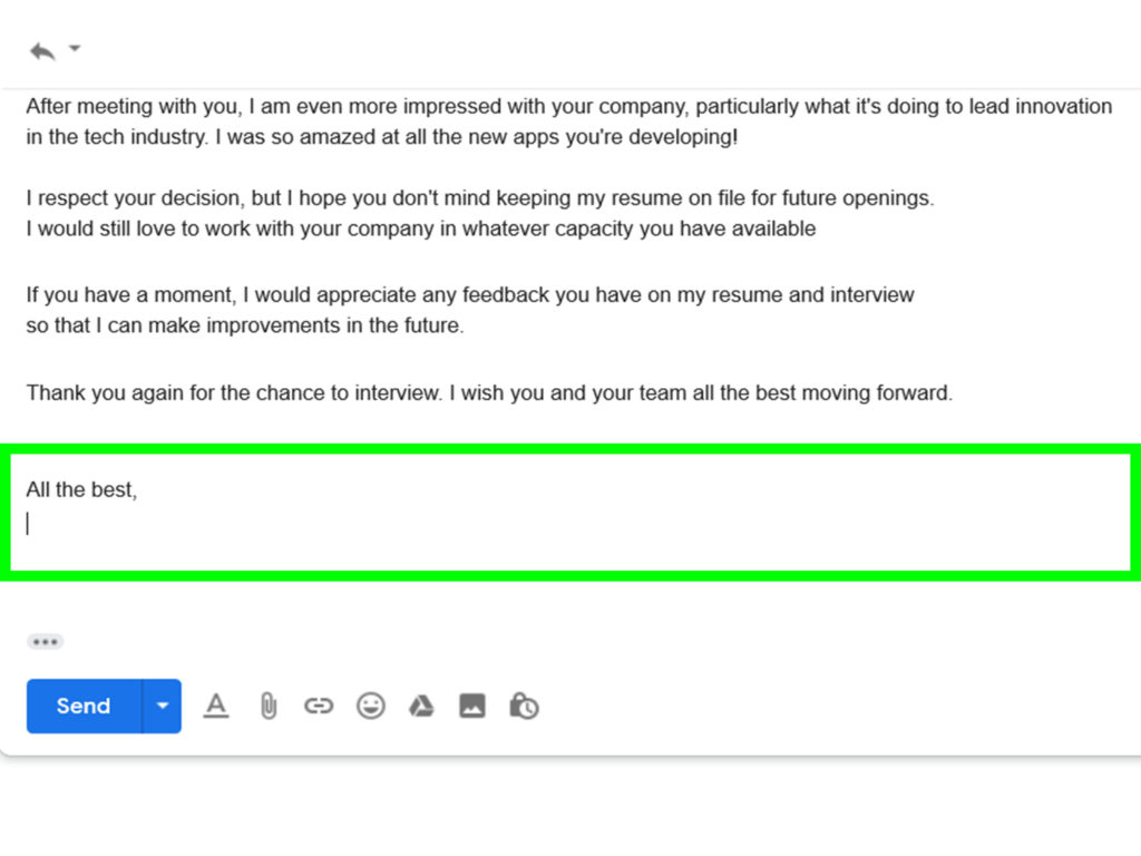 How do you reply to a job rejection email?