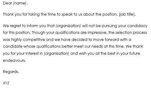 How do you respond to an unsuccessful candidate?