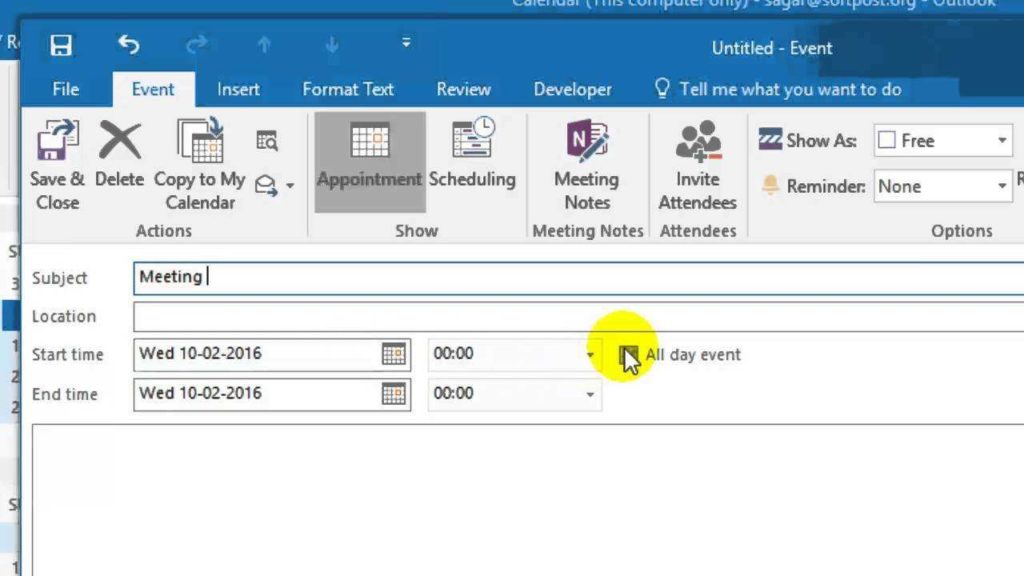 How do you send a meeting invite in Outlook?