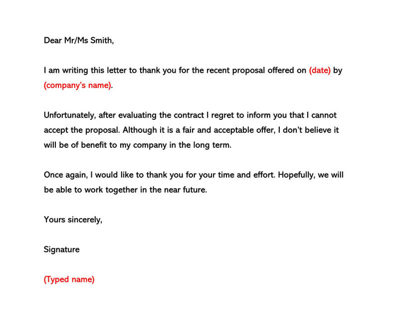 How do you write a nice rejection letter?