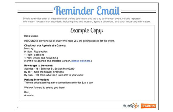 How do you write a reminder email example?