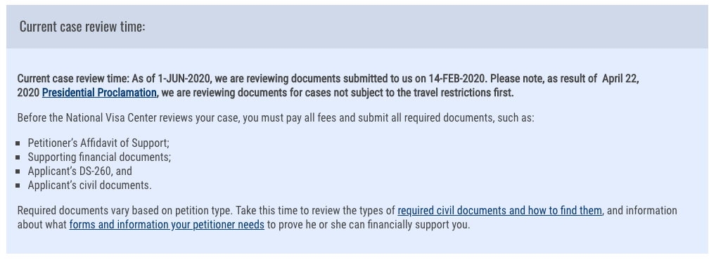 How long does it take NVC to schedule interview 2020?