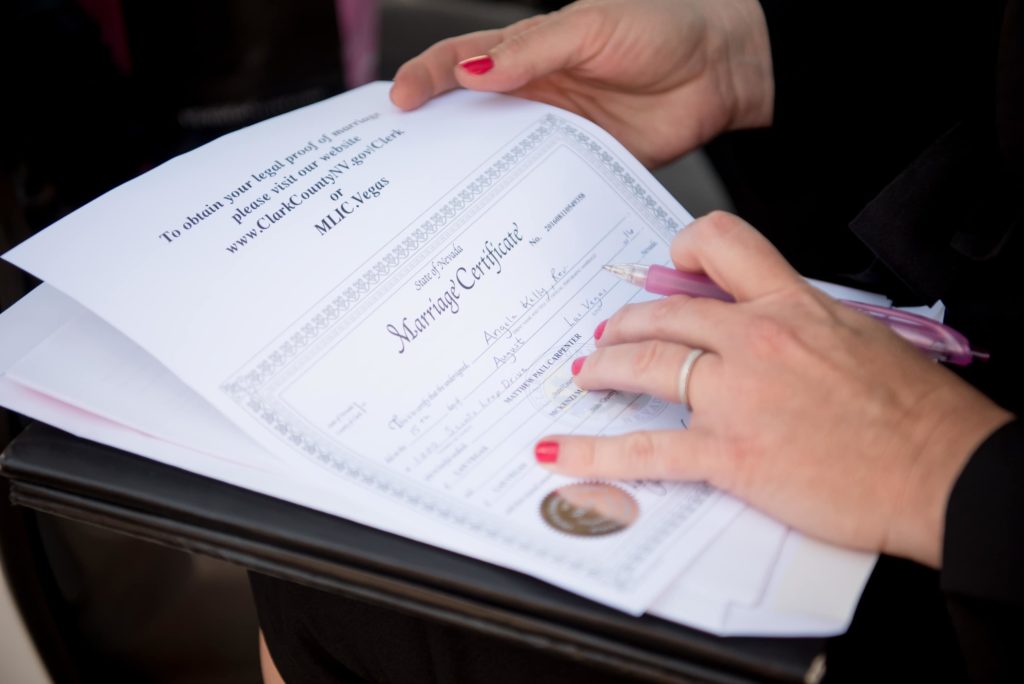 How much does a marriage certificate cost in Las Vegas?