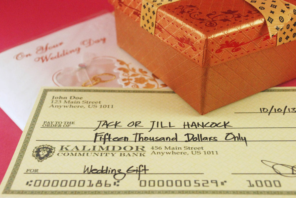 Is it tacky to write a check for a wedding gift?