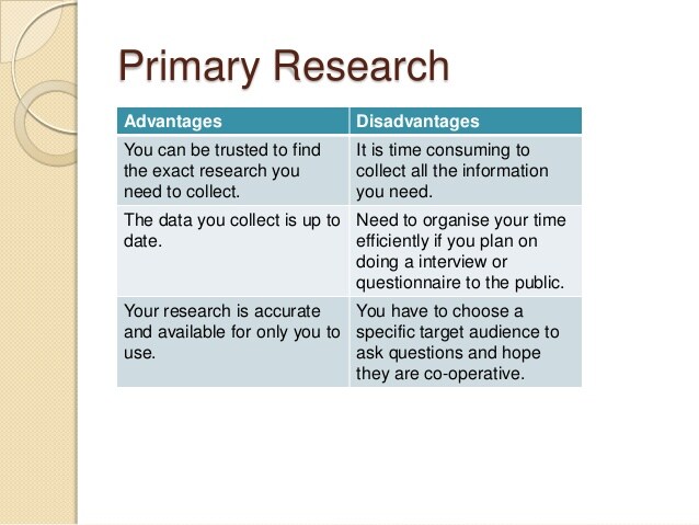 research advantages of primary
