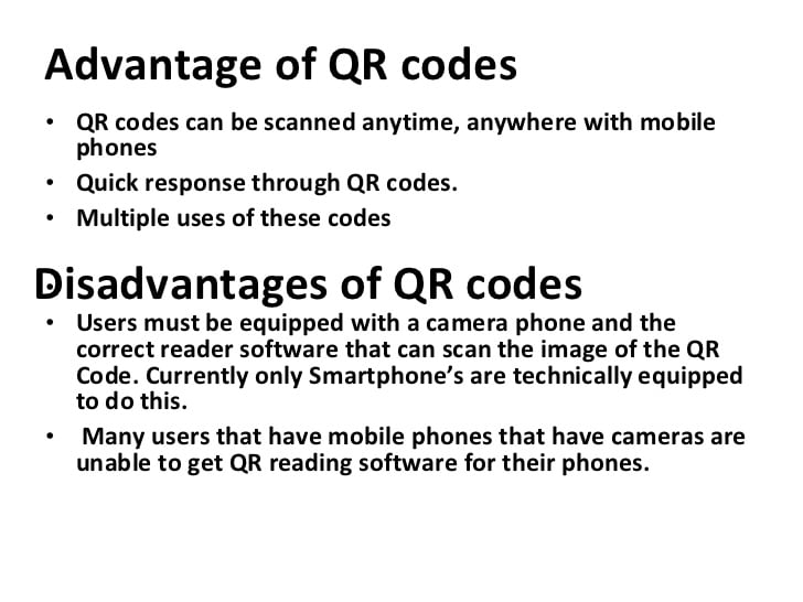 What are the disadvantages of QR codes?