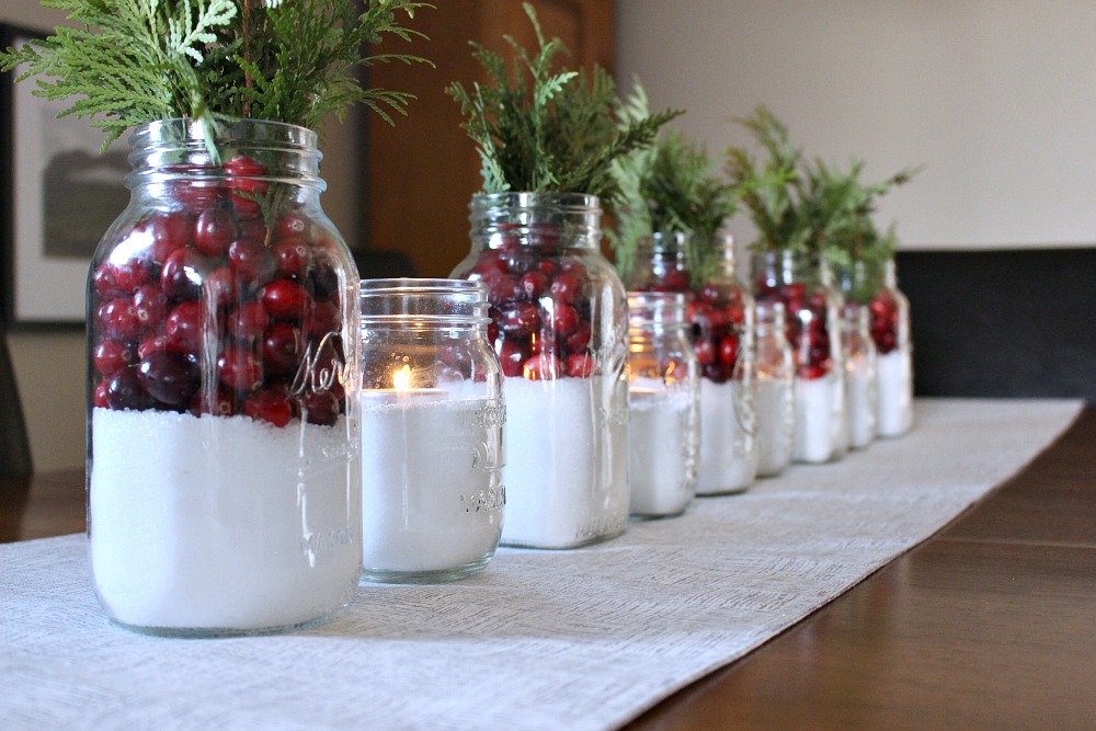 What do you fill mason jar centerpieces with?