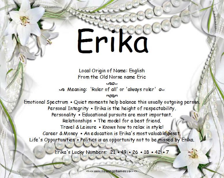 What does name Erika mean?