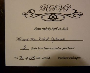 What does the M mean on wedding RSVP?