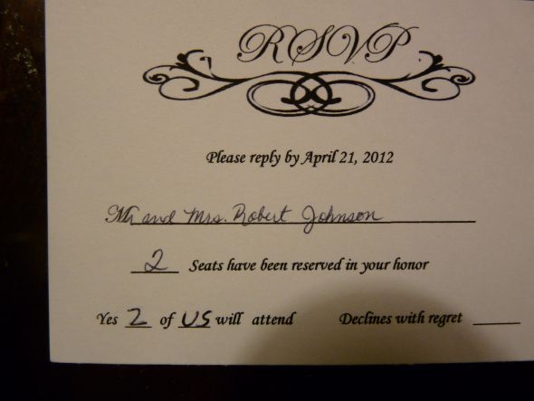 What does the M mean on wedding RSVP?
