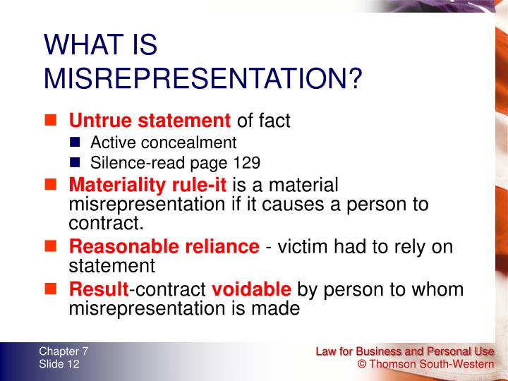 What is misrepresentation contract?