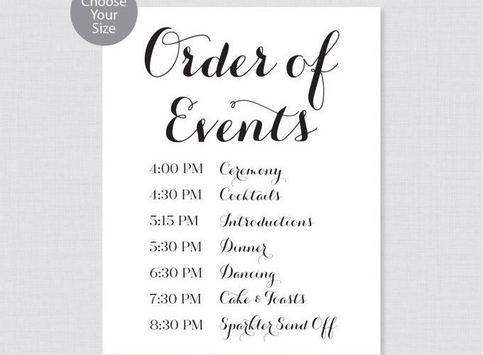 What is the order of events at wedding reception?