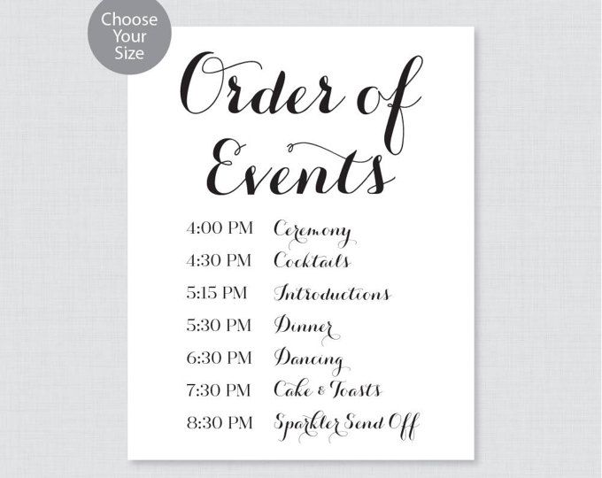 What is the order of wedding reception?