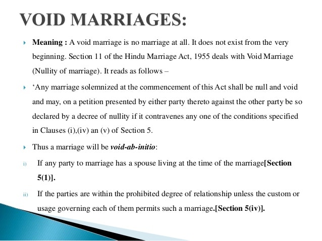 What makes a marriage null and void?
