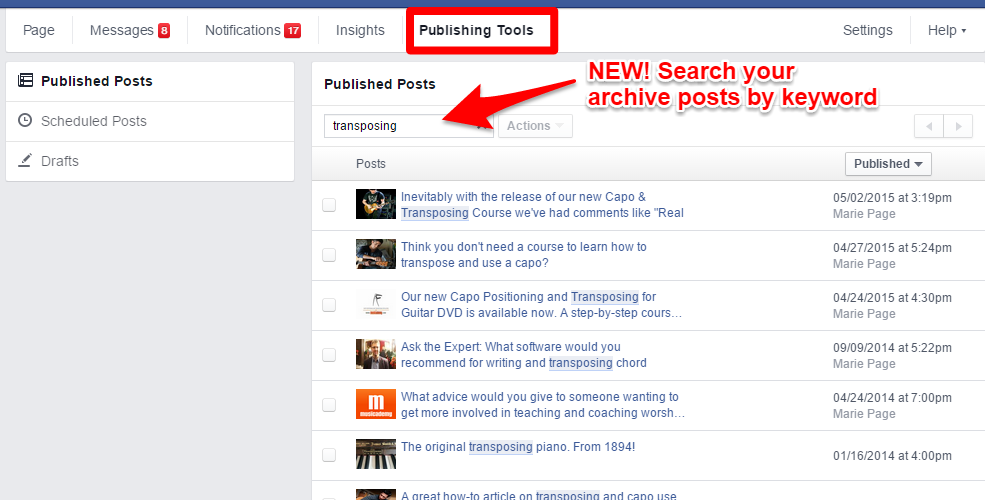 Where are Facebook publishing tools?