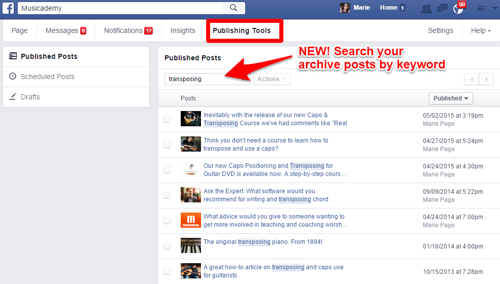 Where are Facebook publishing tools?