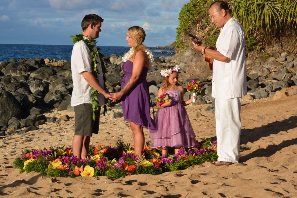 Who performs a vow renewal ceremony?
