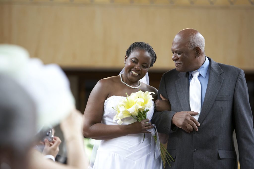 Who walks the groom's mom down the aisle?