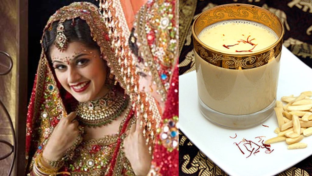 Why Indian brides carry a glass of milk?