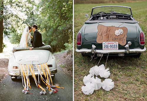 Why are cans behind wedding cars?